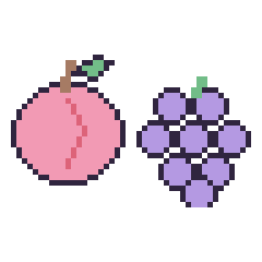 Pixel art Pêche et Raisin, grille 48 × 48