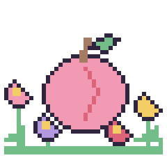 Pixel art Pêche dans le jardin, grille 40 × 40