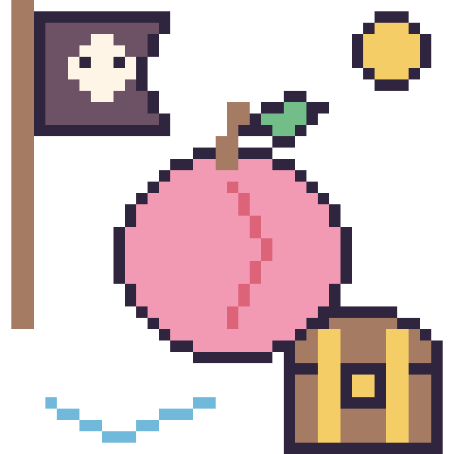 Modèle de pixel art Pêche en aventure pirate sur une grille de 40 par 40 cases