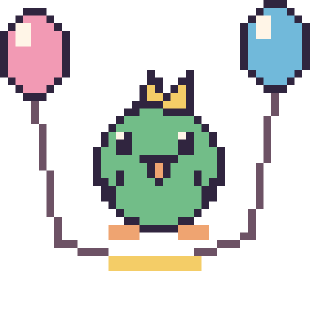 Modèle de pixel art Perroquet avec des ballons sur une grille de 40 par 40 cases