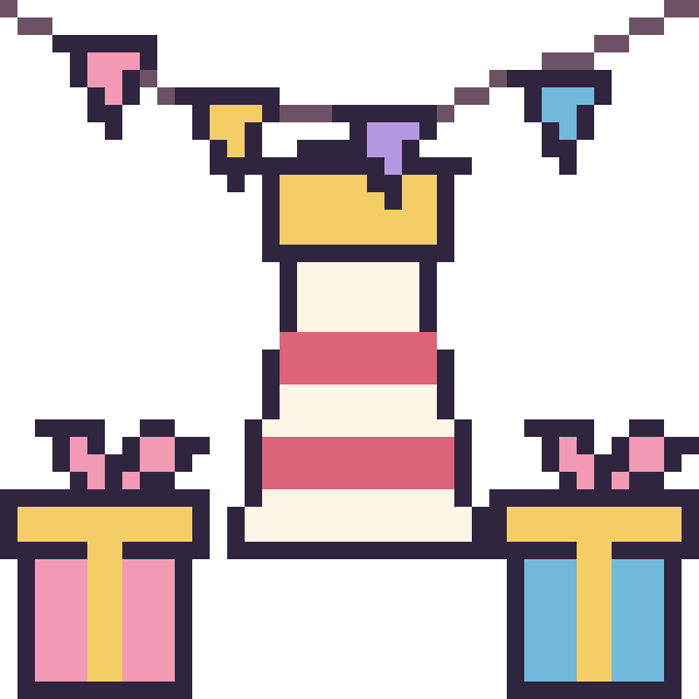 Modèle de pixel art Phare pour un anniversaire sur une grille de 40 par 40 cases