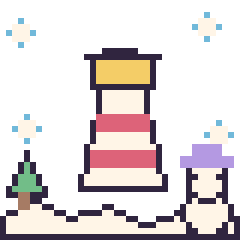 Pixel art Phare en hiver, grille 40 × 40
