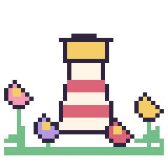 Pixel art Phare dans le jardin, grille 40 × 40