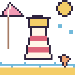 Pixel art Phare à la plage, grille 40 × 40