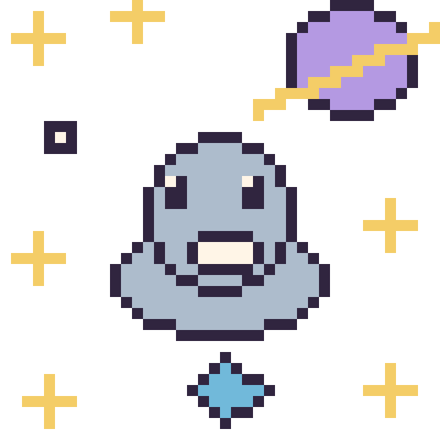 Modèle de pixel art Phoque dans l’espace sur une grille de 40 par 40 cases