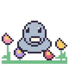 Pixel art Phoque dans le jardin, grille 40 × 40