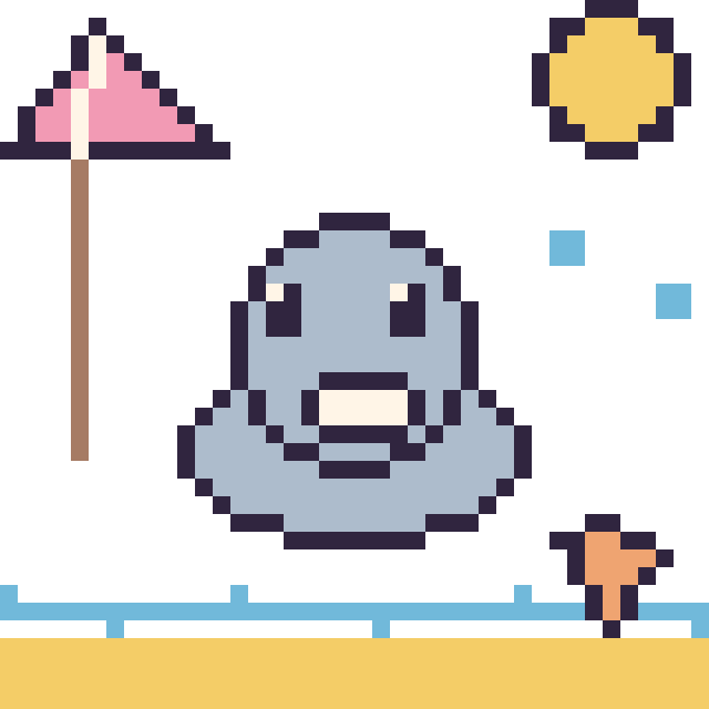 Modèle de pixel art Phoque à la plage sur une grille de 40 par 40 cases