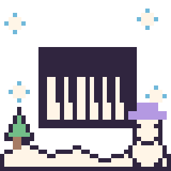 Pixel art Piano en hiver, grille 40 × 40