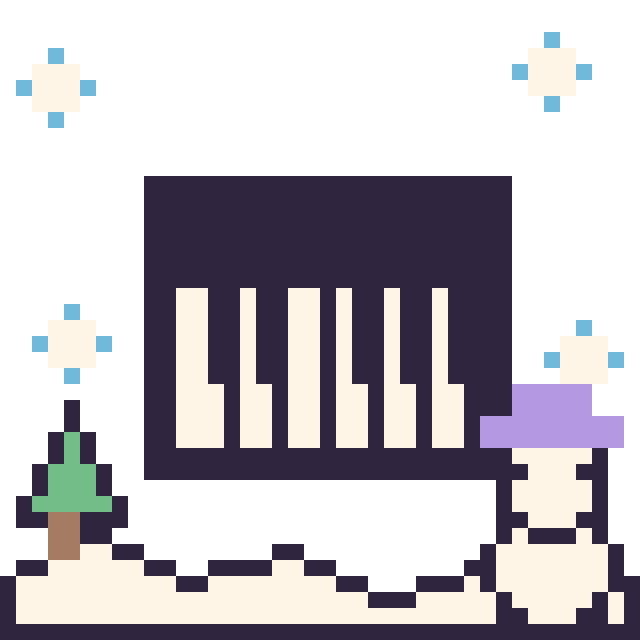 Modèle de pixel art Piano en hiver sur une grille de 40 par 40 cases