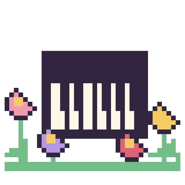 Modèle de pixel art Piano dans le jardin sur une grille de 40 par 40 cases