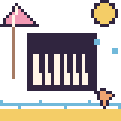 Pixel art Piano à la plage, grille 40 × 40