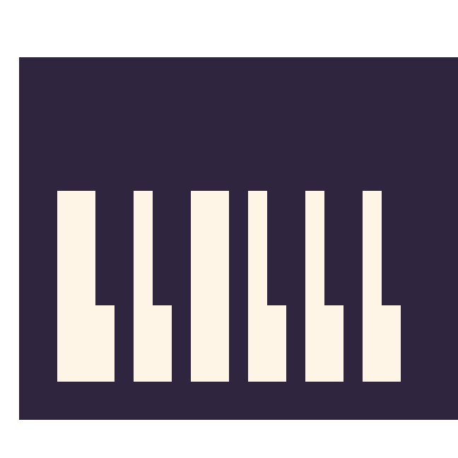 Modèle de pixel art Piano sur une grille de 24 par 24 cases