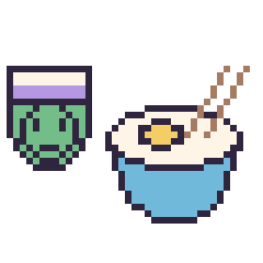 Pixel art Piccolo mini et Bol de ramen, grille 40 × 40