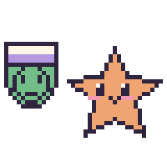 Pixel art Piccolo mini et Étoile de mer, grille 40 × 40