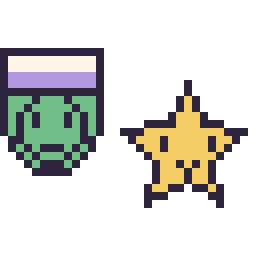 Pixel art Piccolo mini et Étoile kawaii 16 × 16, grille 32 × 32