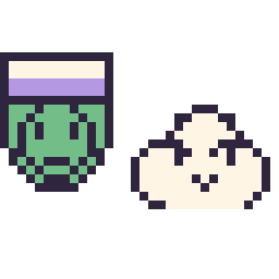 Pixel art Piccolo mini et Nuage kawaii 16 × 16, grille 32 × 32