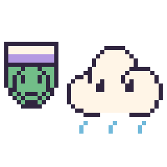 Pixel art Piccolo mini et Nuage de pluie, grille 40 × 40
