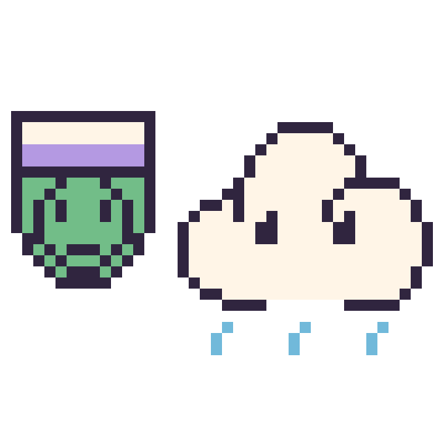Modèle de pixel art Piccolo mini et Nuage de pluie sur une grille de 40 par 40 cases