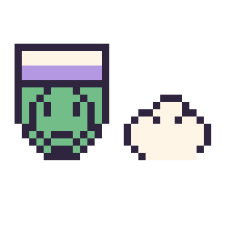 Pixel art Piccolo mini et Nuage simple 12 × 12, grille 32 × 32