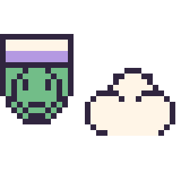 Pixel art Piccolo mini et Nuage simple 16 × 16, grille 32 × 32
