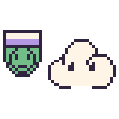 Pixel art Piccolo mini et Nuage, grille 40 × 40
