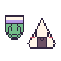 Pixel art Piccolo mini et Onigiri kawaii, grille 40 × 40