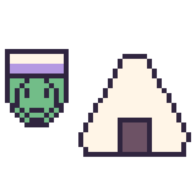 Modèle de pixel art Piccolo mini et Onigiri sur une grille de 40 par 40 cases
