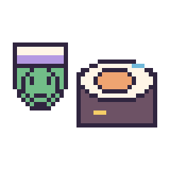 Pixel art Piccolo mini et Sushi décoré, grille 40 × 40