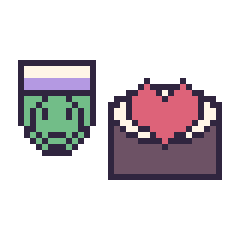 Pixel art Piccolo mini et Sushi avec un cœur, grille 40 × 40