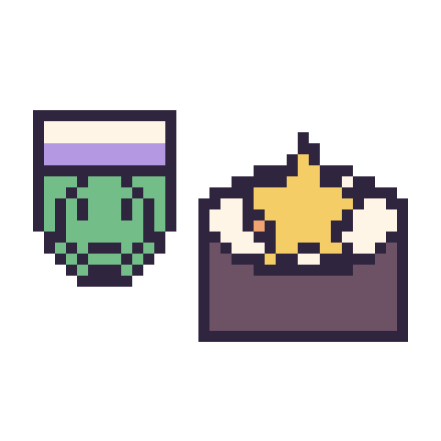 Modèle de pixel art Piccolo mini et Sushi avec une étoile sur une grille de 40 par 40 cases
