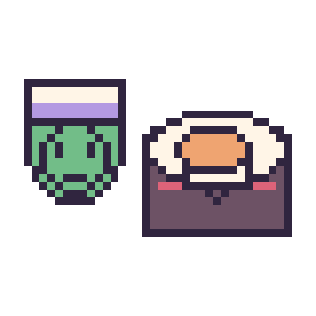 Modèle de pixel art Piccolo mini et Sushi kawaii sur une grille de 40 par 40 cases