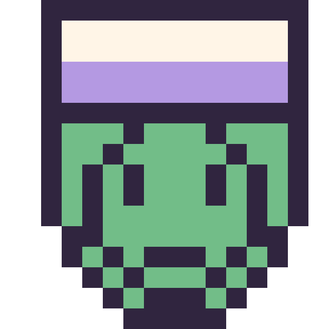 Modèle de pixel art Piccolo mini 16 × 16 sur une grille de 16 par 16 cases