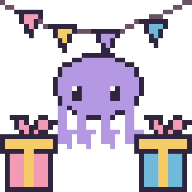 Modèle de pixel art Pieuvre pour un anniversaire sur une grille de 40 par 40 cases