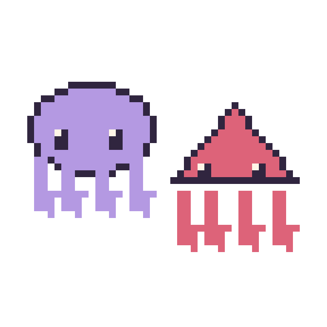 Modèle de pixel art Pieuvre et Calamar sur une grille de 48 par 48 cases