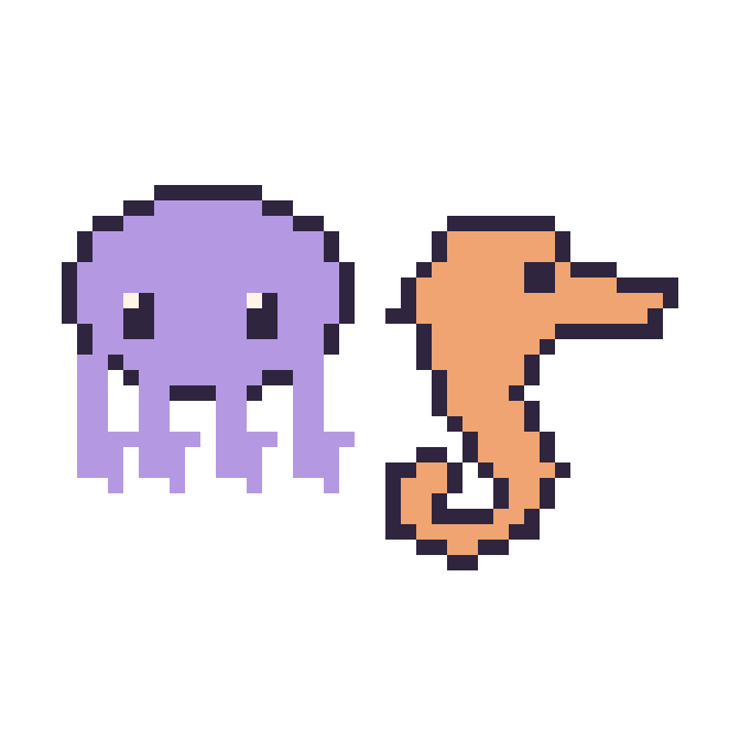 Modèle de pixel art Pieuvre et Hippocampe sur une grille de 48 par 48 cases