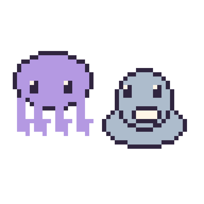 Modèle de pixel art Pieuvre et Phoque sur une grille de 48 par 48 cases