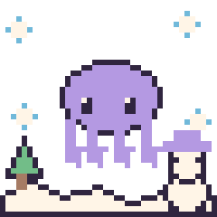 Pixel art Pieuvre en hiver, grille 40 × 40