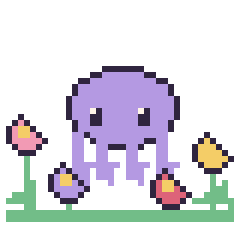 Pixel art Pieuvre dans le jardin, grille 40 × 40