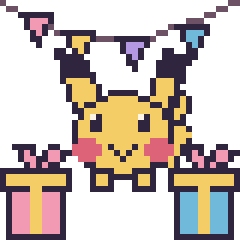 Pixel art Pikachu pour un anniversaire, grille 40 × 40
