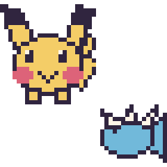 Pixel art Pikachu et Aquali mini, grille 40 × 40