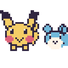 Pixel art Pikachu et Azurill mini, grille 40 × 40