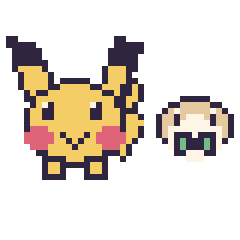Pixel art Pikachu et Brindibou mini, grille 40 × 40