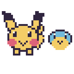 Pixel art Pikachu et Carapuce mini, grille 40 × 40