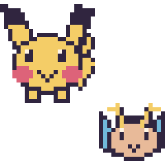 Pixel art Pikachu et Dracolosse mini, grille 40 × 40