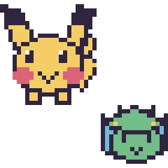 Pixel art Pikachu et Fantyrm mini, grille 40 × 40