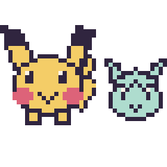 Pixel art Pikachu et Givrali mini, grille 40 × 40