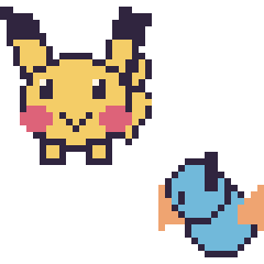 Pixel art Pikachu et Gobou mini, grille 40 × 40