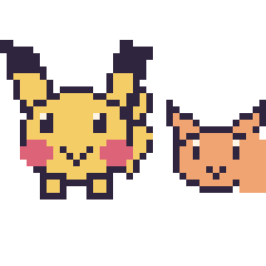 Pixel art Pikachu et Goupix mini, grille 40 × 40