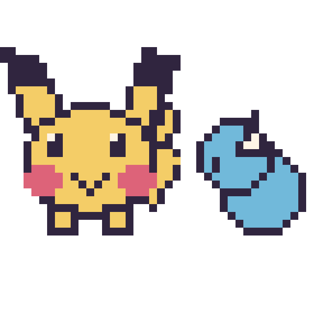 Modèle de pixel art Pikachu et Lokhlass mini sur une grille de 40 par 40 cases