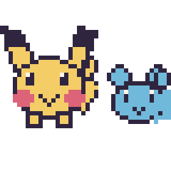 Pixel art Pikachu et Marill mini, grille 40 × 40
